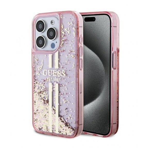 Coque Guess Liquid Glitter Gold Stripes