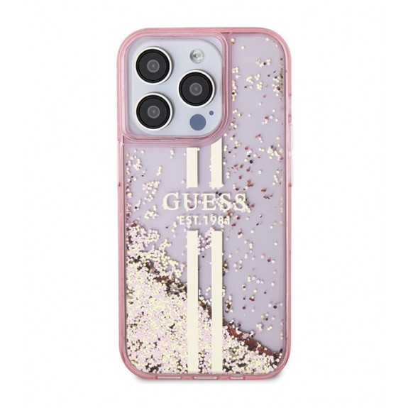 Coque Guess Liquid Glitter Gold Stripes