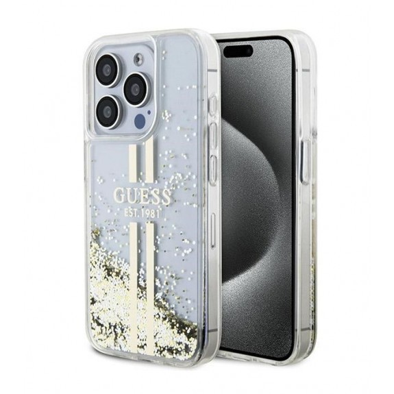 Coque Guess Liquid Glitter Gold Stripes