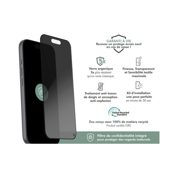 Protection d'écran verre trempé fumé Force Glass