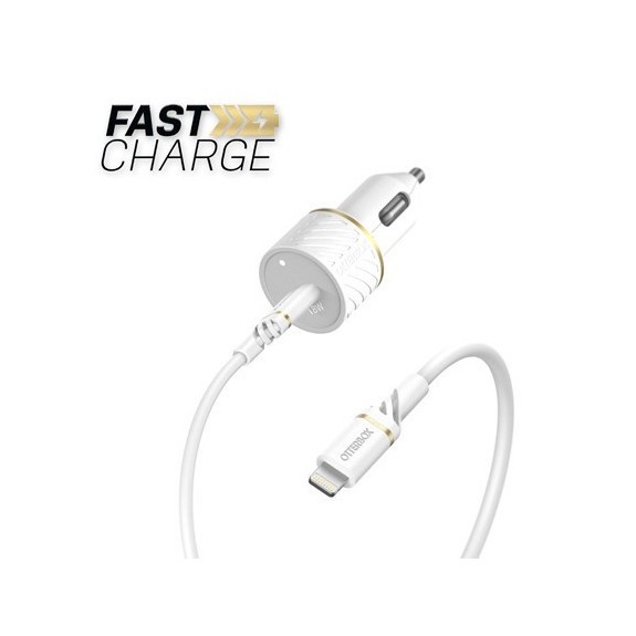 Chargeur Auto 1 Port USB-C PD 18 W + Cable Lightning - 1 m Chargeur Auto 1 Port USB-C PD 18 W + Cable Lightning - 1 m